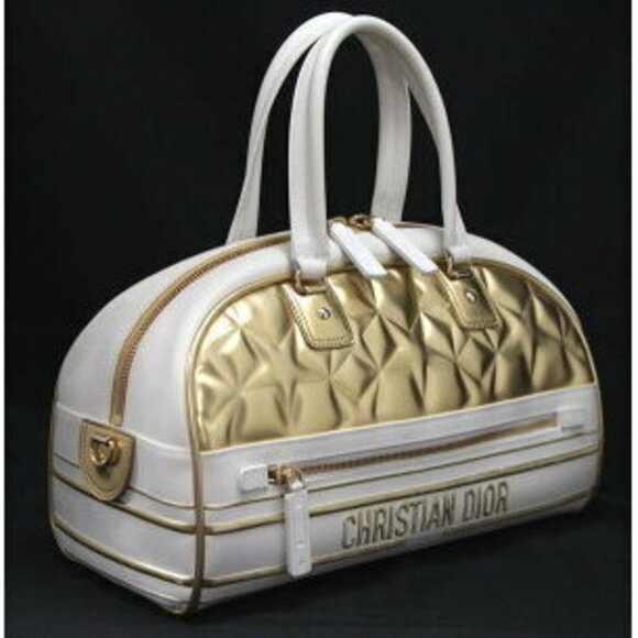 Dior Handbags - Dior Leather White Gold Christian Bowling  VIBE Bag